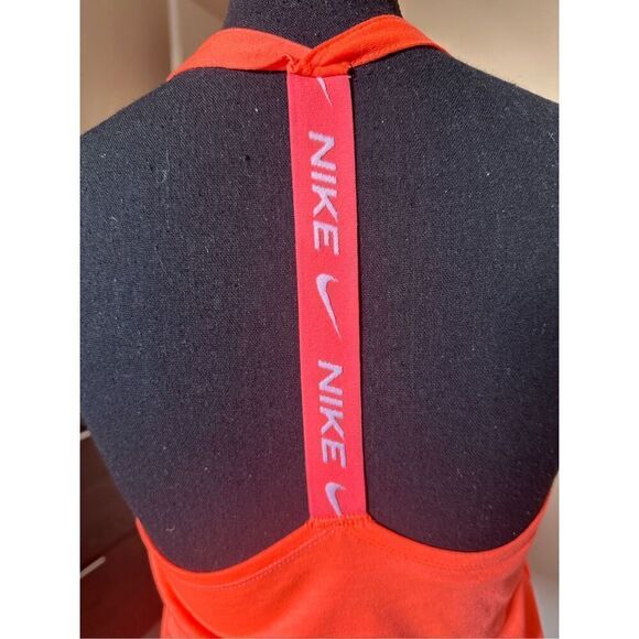 Nike Dri Fit Womens T-back Tank Top Bright Orange White Nike Logo Sz Small - Picture 6 of 7